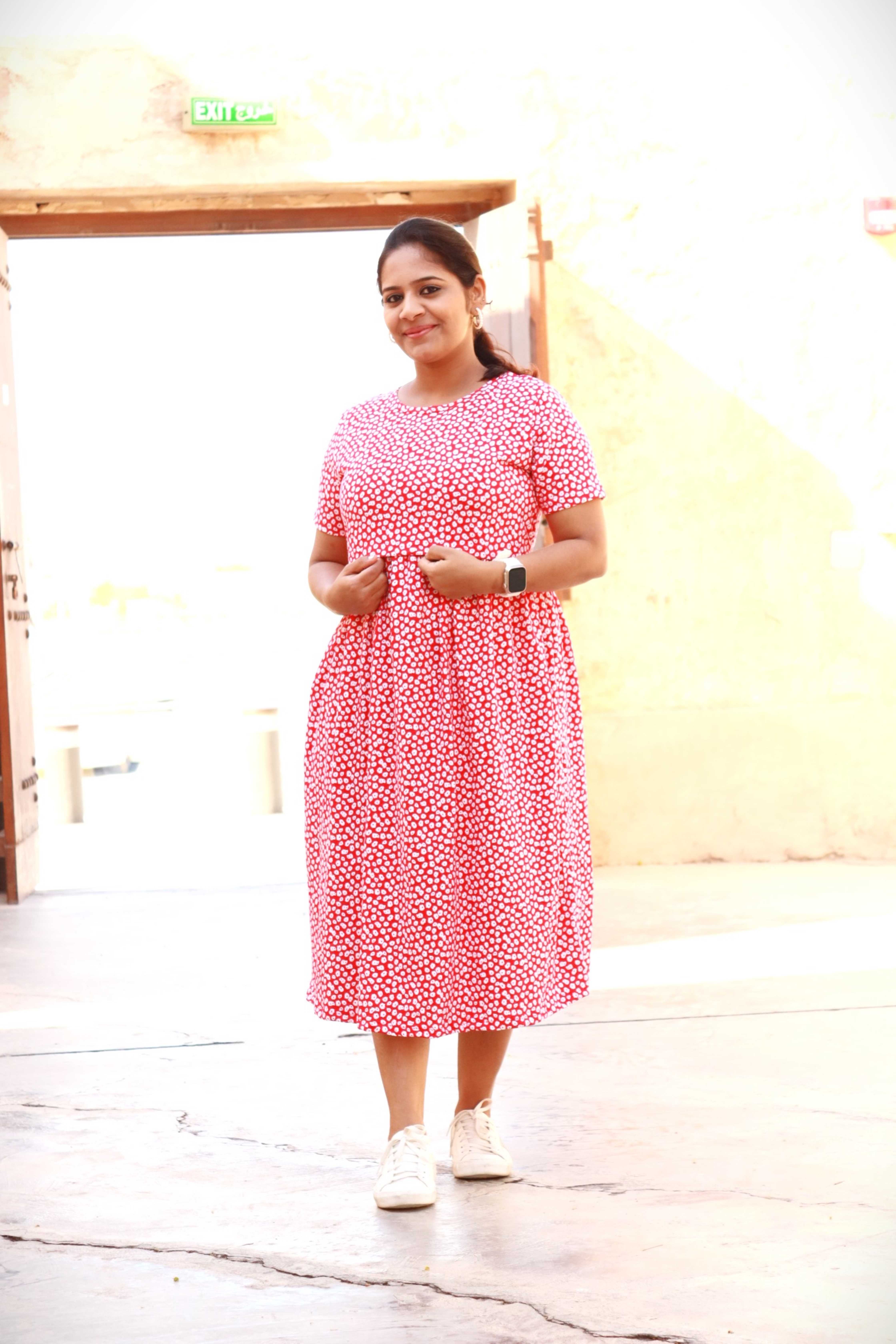 Polkafloral Zipless Feeding Frock